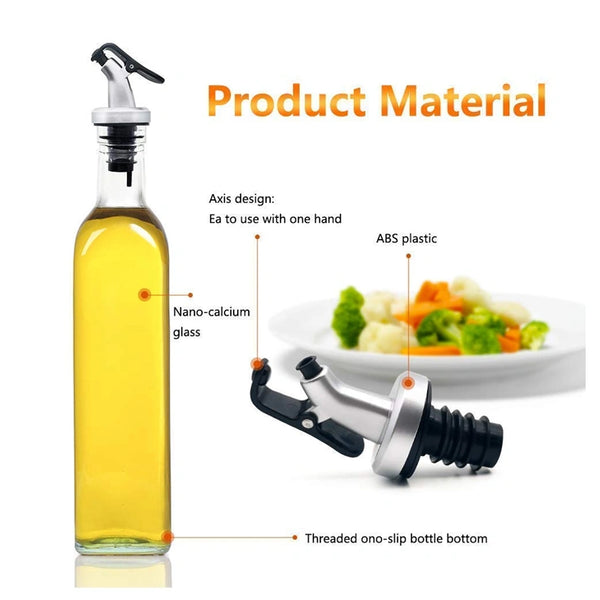 Borosilicate Glass Oil Dispenser Bottles with Spout-2pcs|Lid-Free Glass Oil Bottle Set