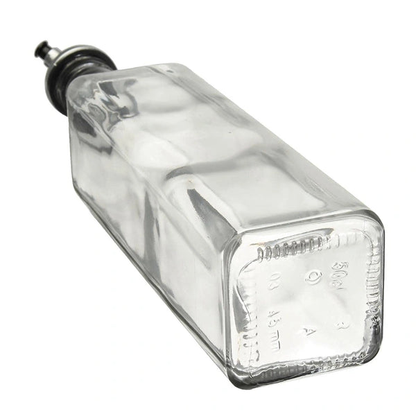 Glass Oil Dispenser Bottles - Borosilicate Glass, 2pcs with Spout, Lid-Free Set