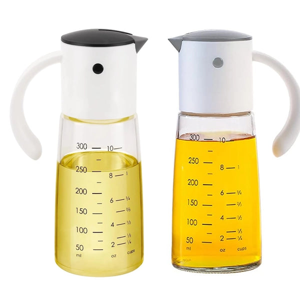 Glass Olive Oil Bottle with Detachable Gravity Cap Nozzle & Non-slip Handle 360ml Black/Grey