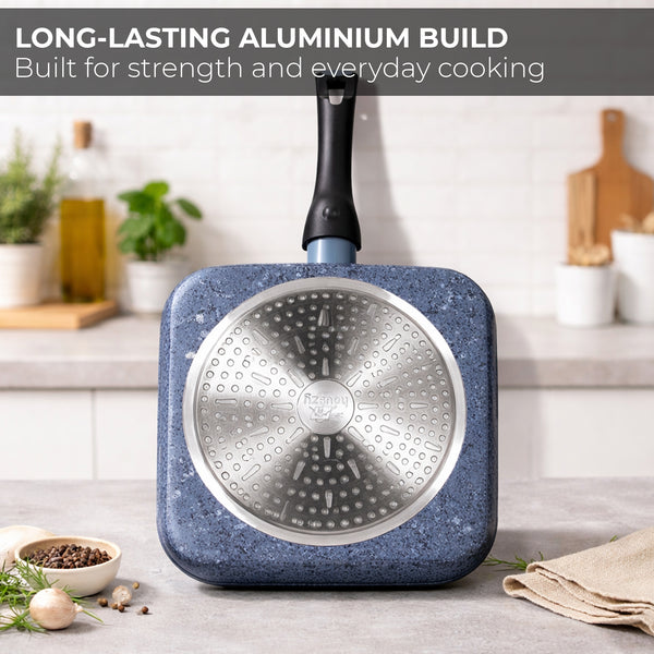 26cm Non-Stick Grill Pan | Removable Handle, Induction Safe, Granite Coated – Houszy