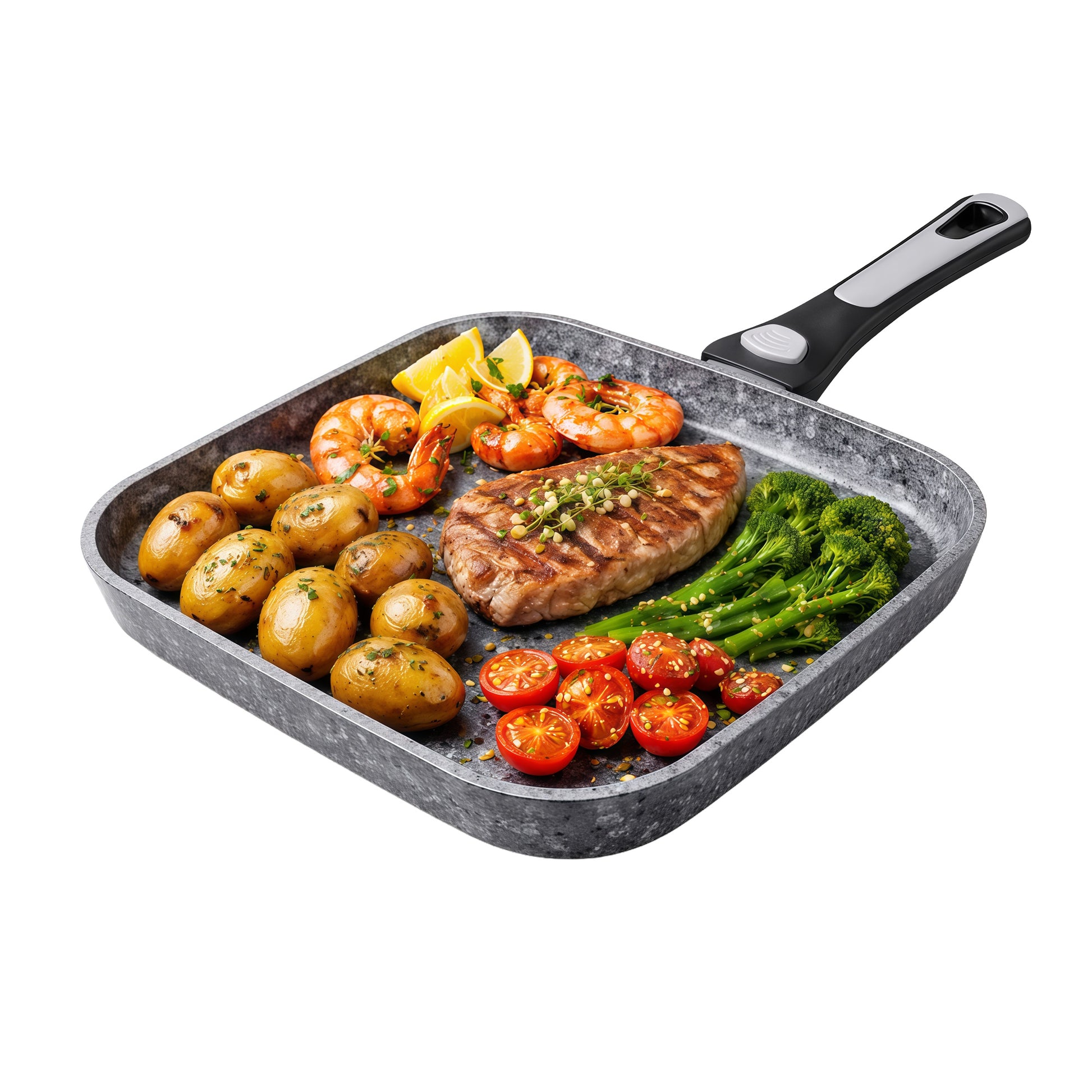 26cm Non-Stick Grill Pan | Removable Handle, Induction Safe, Granite Coated (Set of 2) – Houszy