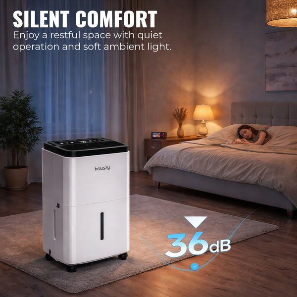 12L/Day Dehumidifier for Home Damp, 2.5L Tank, Digital Humidity Display, 1–24H Timer, R290 Compressor, Auto Defrost, Child Lock, Continuous Drainage, Filter, Handle & Casters