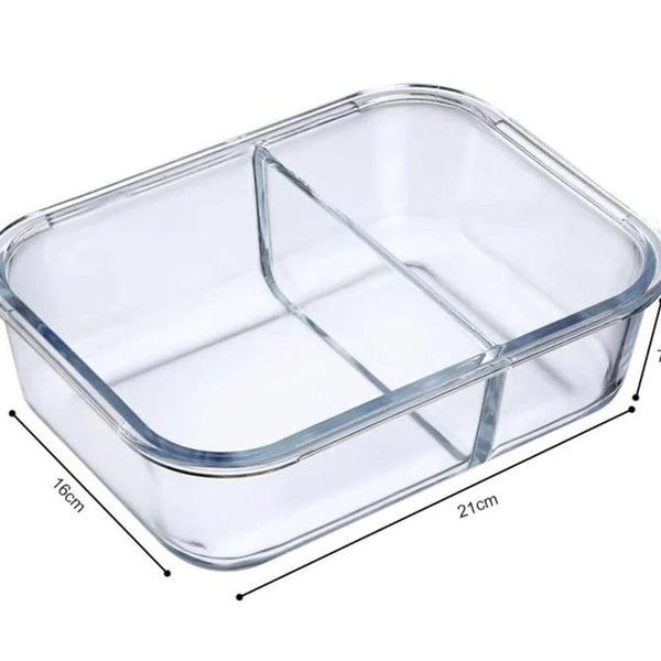 2-Compartment Glass Meal Prep Containers With Snap Lock Lids–Set Of 3-Houszy®