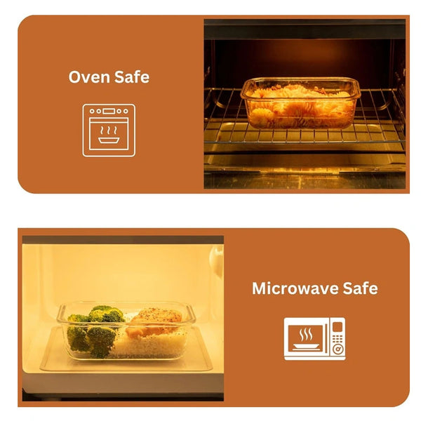 2-Compartment Glass Meal Prep Containers With Snap Lock Lids–Set Of 3-Houszy®