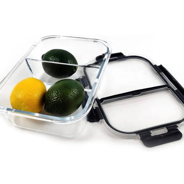 2-Compartment Glass Meal Prep Containers With Snap Lock Lids–Set Of 3-Houszy®