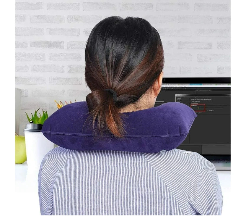 Inflatable Travel Neck Pillow U Shaped For Flight Travel Office Plane Head Rest