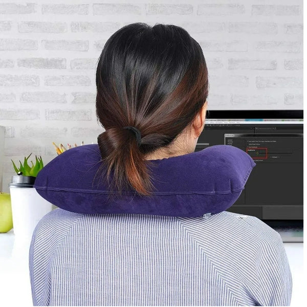 Inflatable Travel Neck Pillow U Shaped For Flight Travel Office Plane Head Rest