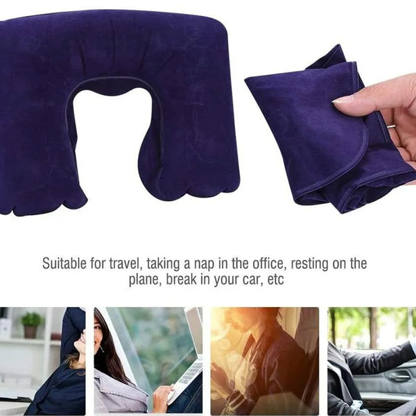 Inflatable Travel Neck Pillow U Shaped For Flight Travel Office Plane Head Rest