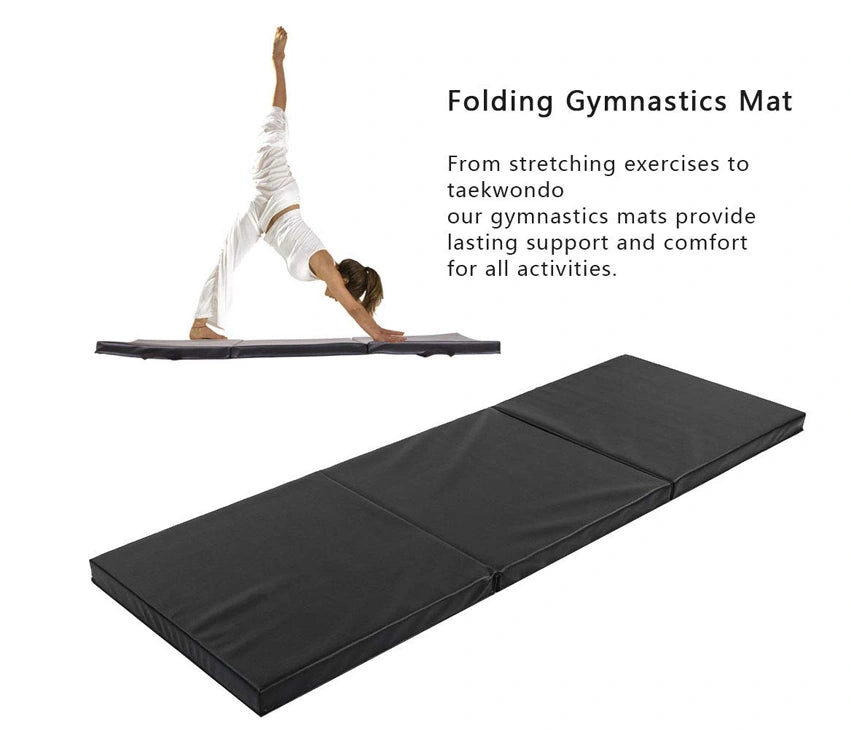 Tri-Fold Gymnastics Tumble Mat - 5cm Thick & 6Ft Long Foldable Gymnastic Exercise Mat for Kids and Adults