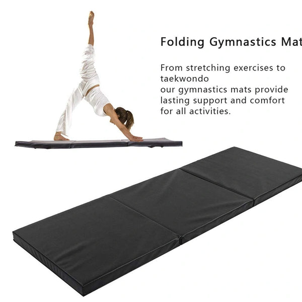 Tri-Fold Gymnastics Tumble Mat - 5cm Thick & 6Ft Long Foldable Gymnastic Exercise Mat for Kids and Adults