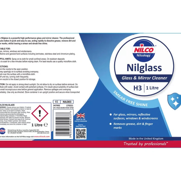 Nilco Nilglass Glass Cleaner - Trigger 1L