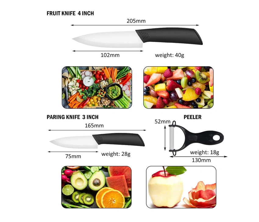 Ceramic Kitchen Chef Knife Set With Stand-Set Of 6