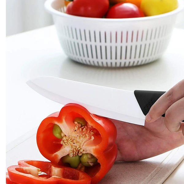 Ceramic Kitchen Knife Set with Stand - set of 6