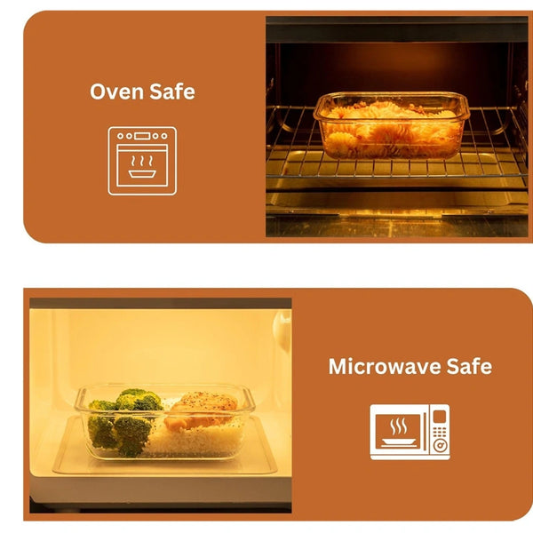 3-Compartment Glass Meal Prep Containers With Snap Lock Lids–Set Of 3-Houszy®