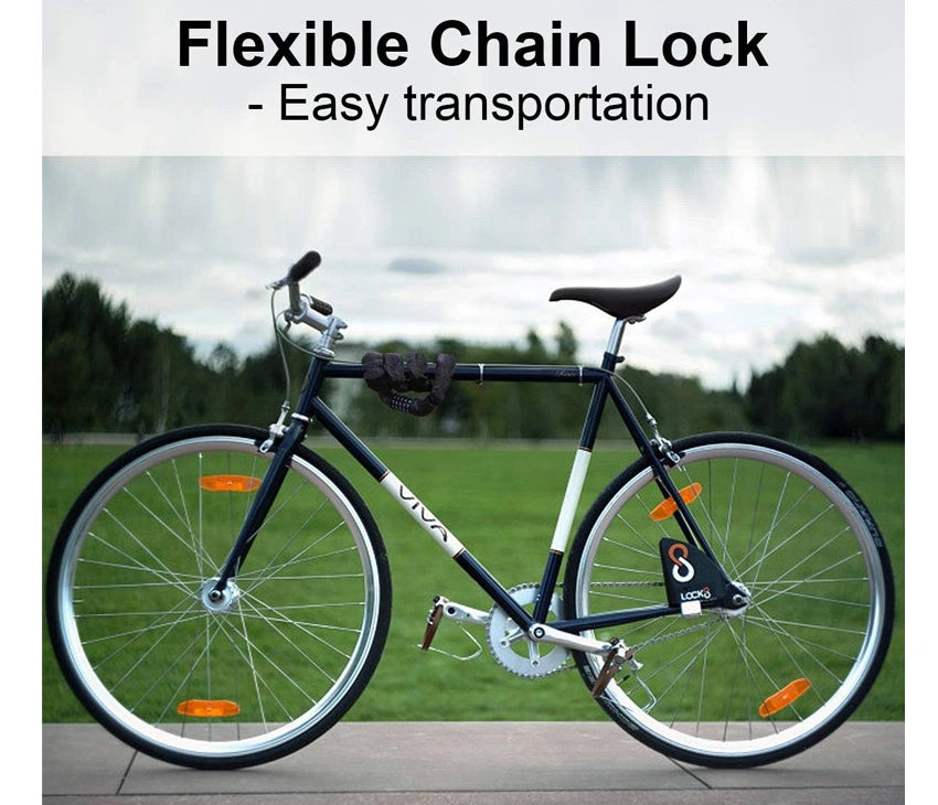 Chain Lock for Bike - Bike Lock Chain - Keyless Bike Lock Heavy Duty Chain Lock with 5-Digit Combination