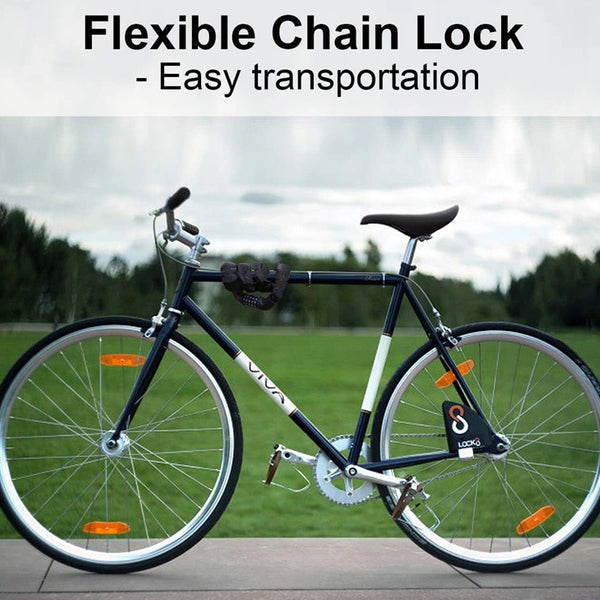 Chain Lock for Bike - Bike Lock Chain - Keyless Bike Lock Heavy Duty Chain Lock with 5-Digit Combination