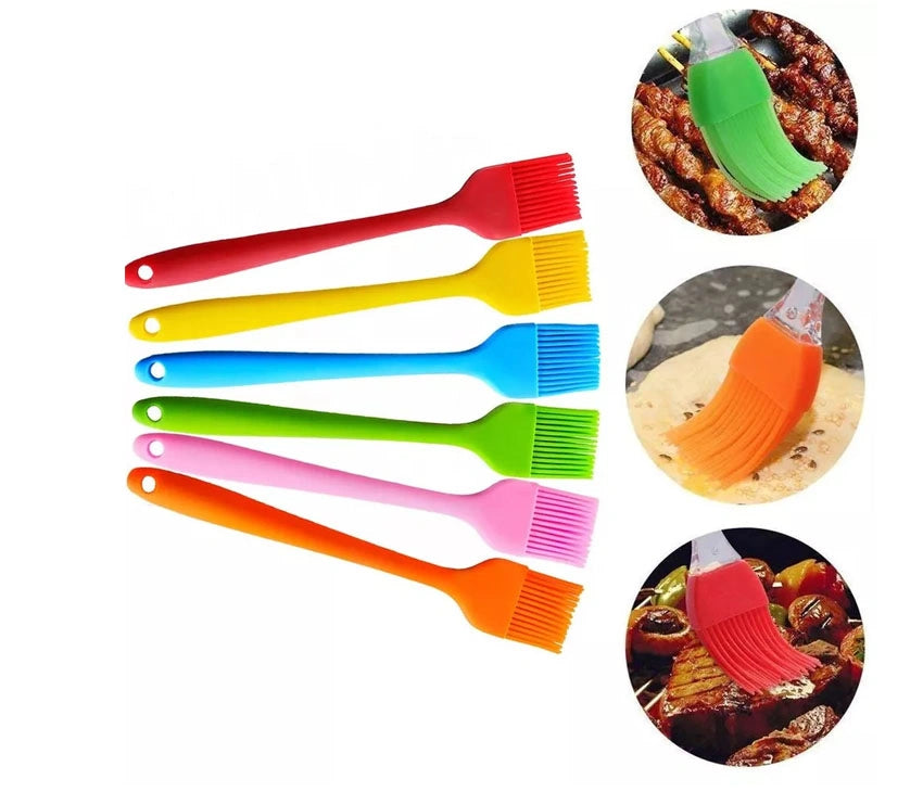 Silicone Pastry Brush Set- Pack Of 6 (Multi-colour Set) Heat Resistant Oil Brushes