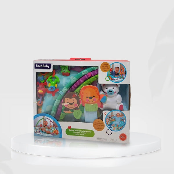 Musical Baby Gym Play Mat  With 6 Repositionable Toys