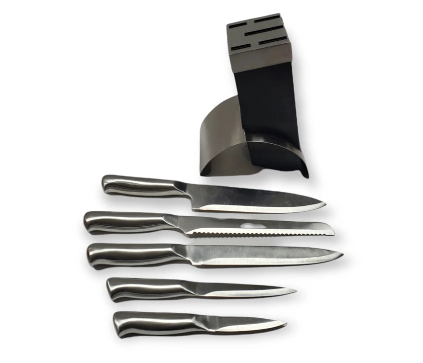 Stainless Steel Kitchen Knife with Stand-Set Of 5