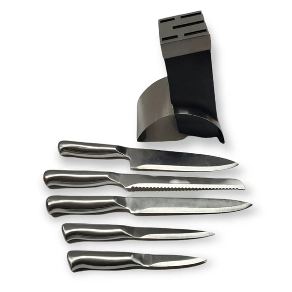 Stainless Steel Kitchen Knife with Stand-Set Of 5