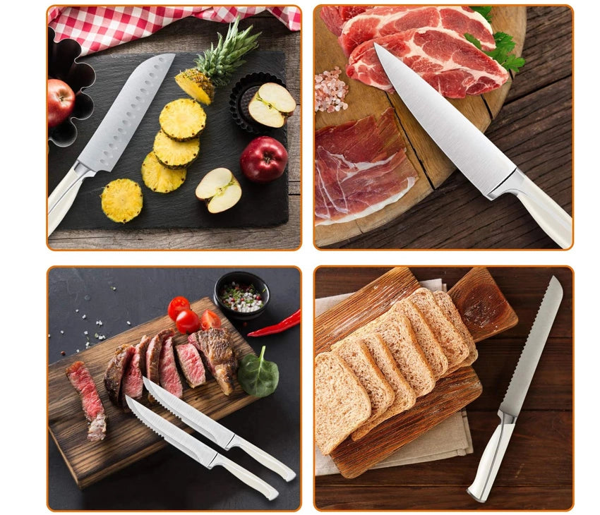 Stainless Steel Kitchen Knife with Stand-Set Of 5