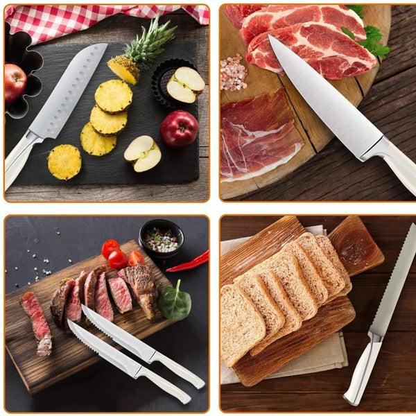 Stainless Steel Kitchen Knife with Stand-Set Of 5