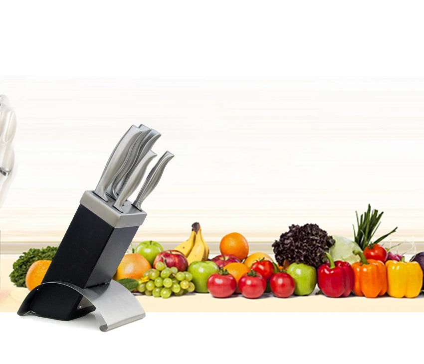 Stainless Steel Kitchen Knife with Stand-Set Of 5