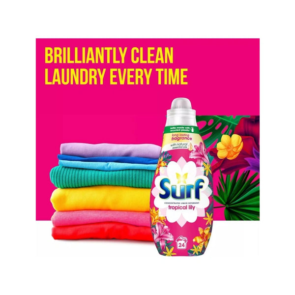 Surf Tropical Lily Scent Concentrated Liquid Laundry Detergent 648ml 24 Washes