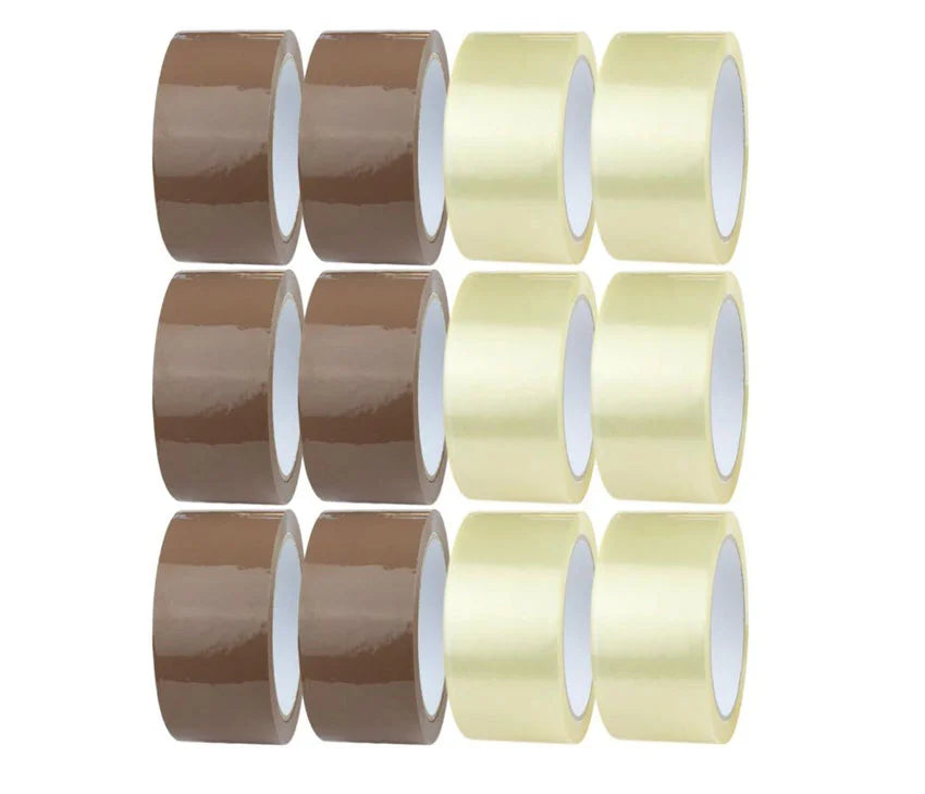 Packing Tape Brown Clear Parcels, Boxes, Cartons, Moving House Adhesive Transparent Tape Multi-Use