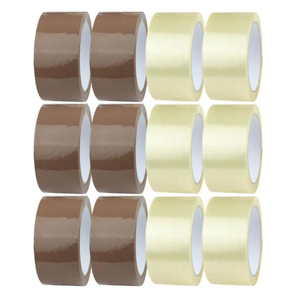 Packing Tape Brown Clear Parcels, Boxes, Cartons, Moving House Adhesive Transparent Tape Multi-Use