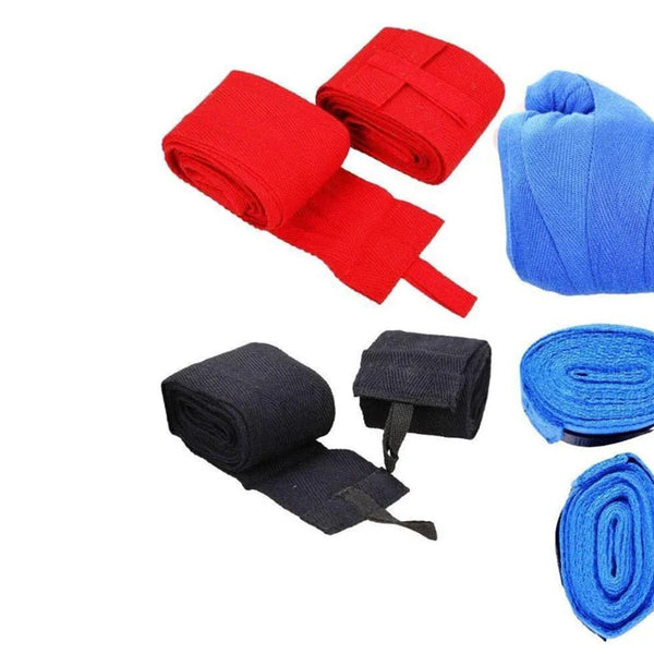 Boxing Hand Wraps - Wrist & Fist Bandages for MMA & Martial Arts (Blue, Black, Red)