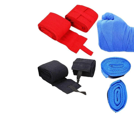 Boxing Hand Wraps - Wrist & Fist Bandages for MMA & Martial Arts (Blue, Black, Red)