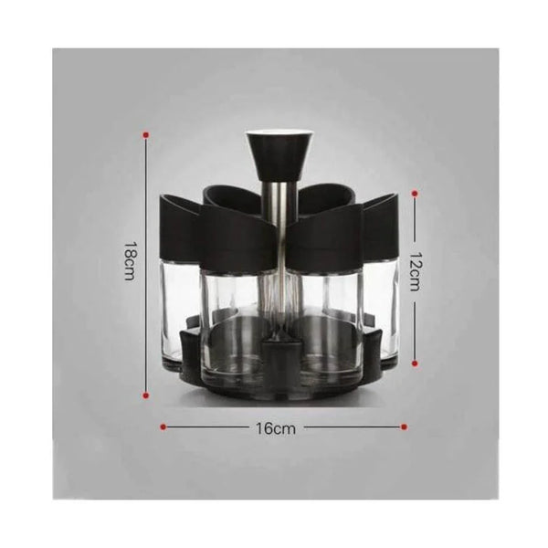 Spices Jar Storage 7 Pc Set With Rotating Stand Spice Storage Glass Kitchen Lid Seasoning Utensil Airtight multicolored spray type durable spray type Stainless Steel