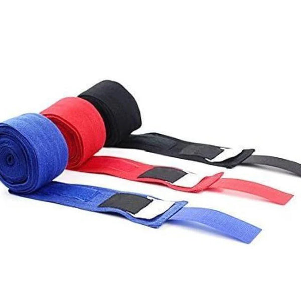 Boxing Hand Wraps - Wrist & Fist Bandages for MMA & Martial Arts (Blue, Black, Red)