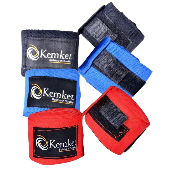 Boxing Hand Wraps - Wrist & Fist Bandages for MMA & Martial Arts (Blue, Black, Red)