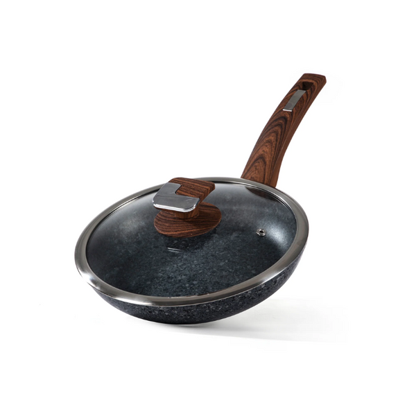 24cm Non-Stick Frying Pan with Lid | Granite Coating & Induction Safe – Houszy