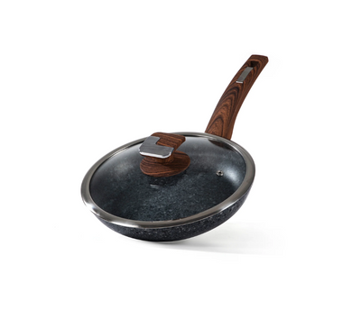 24cm Non-Stick Frying Pan with Lid | Granite Coating & Induction Safe