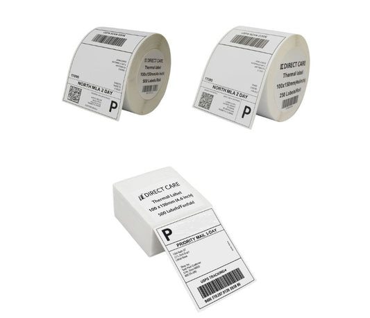 Direct Care – The Ink Spot 4"×6" Direct Thermal Shipping Labels | 100×150 mm | Perforated, Permanent Adhesive |