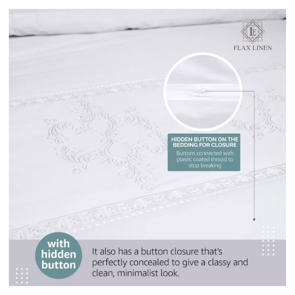 Duvet Cover Set With Egyptian Cotton Fitted Sheet-400 TC (Priscilla Silver Design)