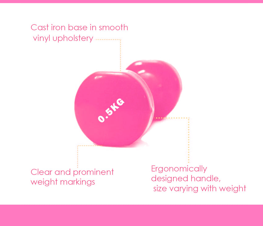 Vinyl Dumbbells Set-0.5 - 6Kg (Pink, Red, Purple, Blue)