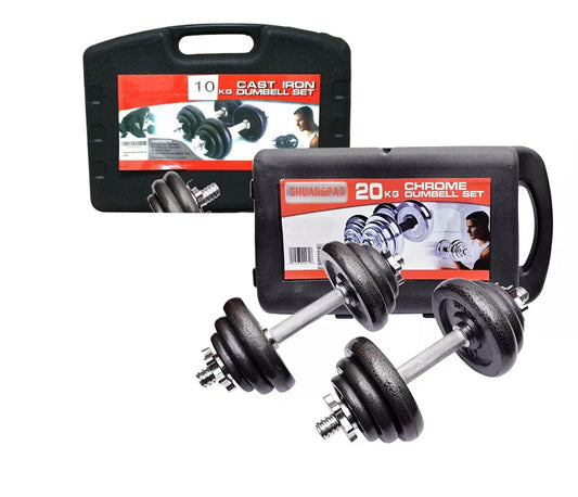 Adjustable Cast Iron Dumbbell Set for Fitness & Strength Training, ideal for Home Gym-10 &20 kg