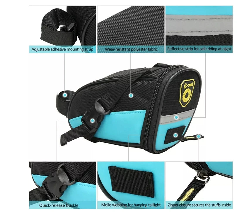 Bicycle Bike Tail Rear Seat Bag Cycling Saddle Pouch Outdoor Sports Package - Blue