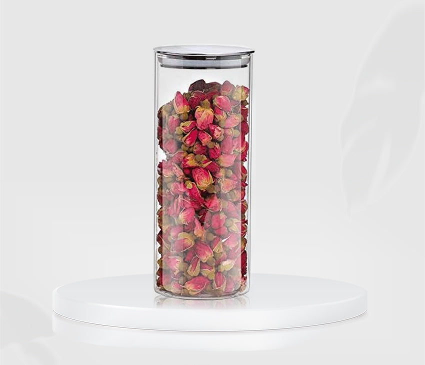 Glass Storage Jars with Airtight  Stainless Steel Lids- Ideal for Candy, Spice, Coffee Beans