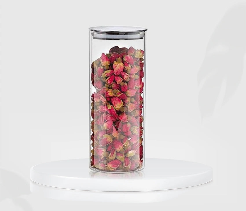 Glass Storage Jars with Airtight  Stainless Steel Lids- Ideal for Candy, Spice, Coffee Beans