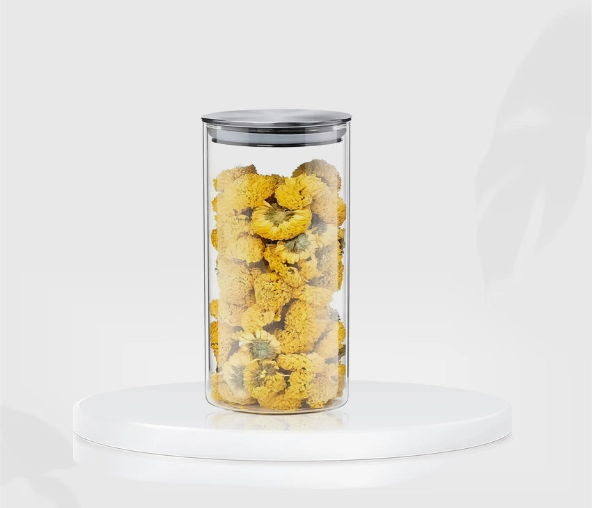 Glass Storage Jars with Airtight  Stainless Steel Lids- Ideal for Candy, Spice, Coffee Beans