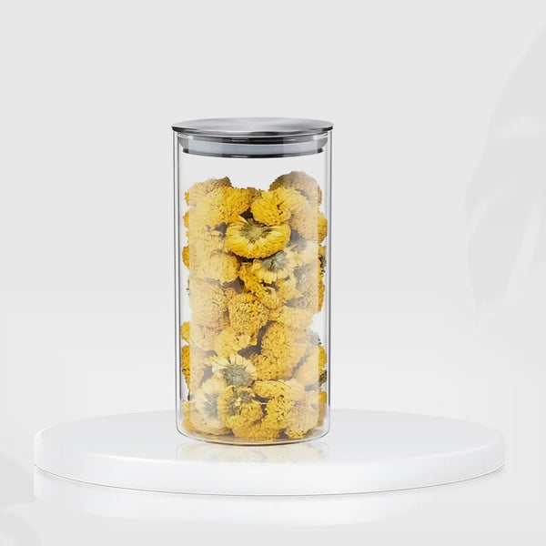 Glass Storage Jars with Airtight  Stainless Steel Lids- Ideal for Candy, Spice, Coffee Beans