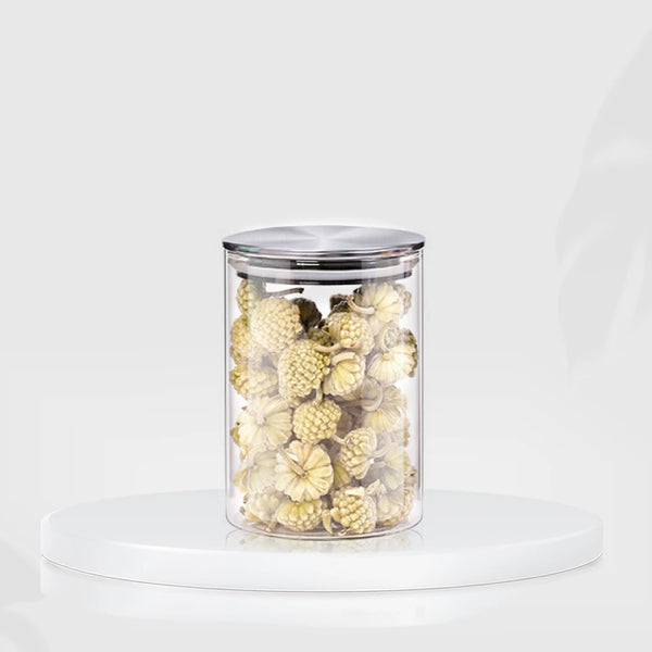 Glass Storage Jars with Airtight  Stainless Steel Lids- Ideal for Candy, Spice, Coffee Beans