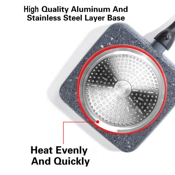 26cm Non-Stick Grill Pan | Removable Handle, Induction Safe, Granite Coated (Set of 2) – Houszy