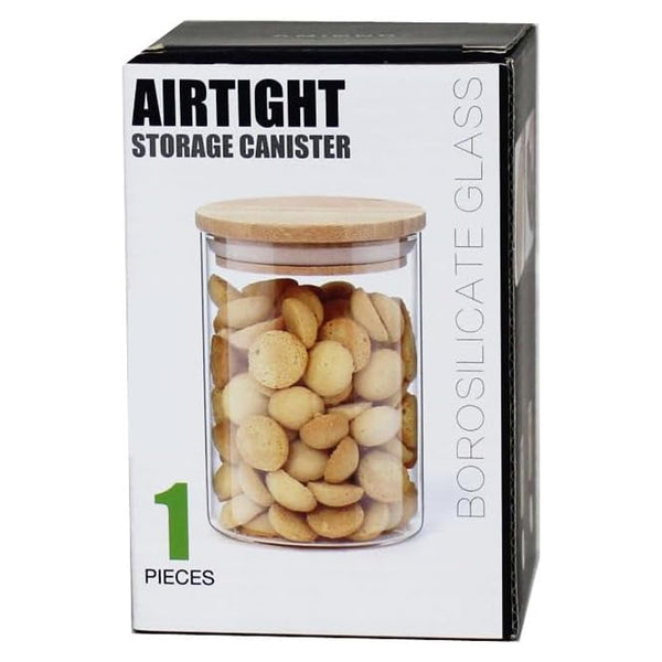 Glass Storage Jar with Airtight  Bamboo Lids,  Ideal for Candy, Spice, Coffee Beans