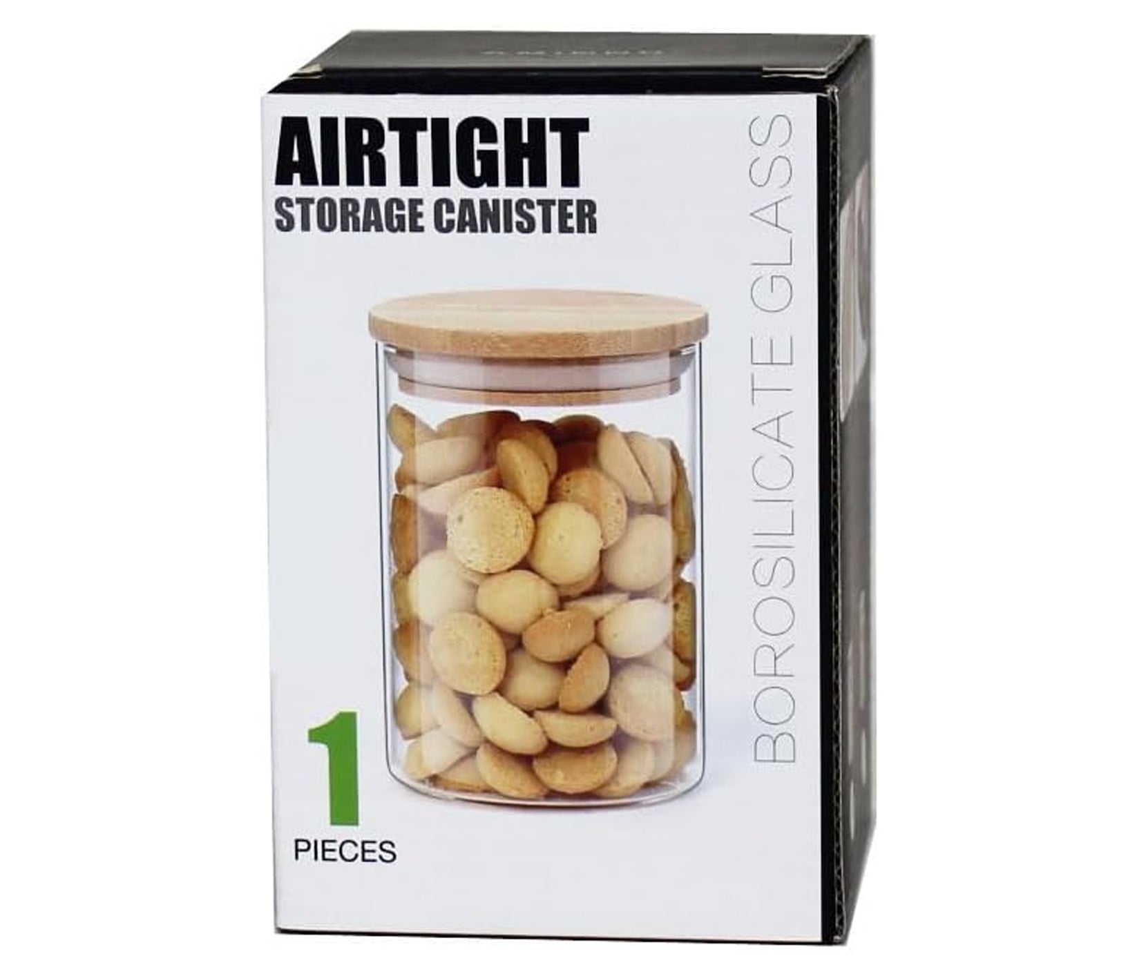 Glass Storage Jar with Airtight  Bamboo Lids,  Ideal for Candy, Spice, Coffee Beans